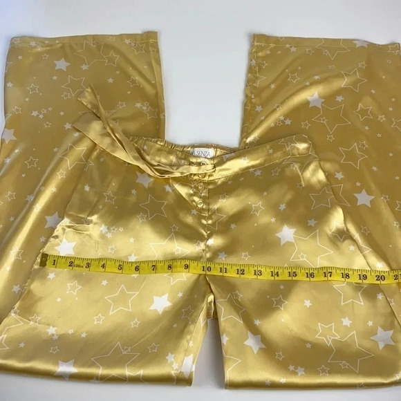 Satin gold straight leg pyjama pants loungewear size extra small - Picture 6 of 13